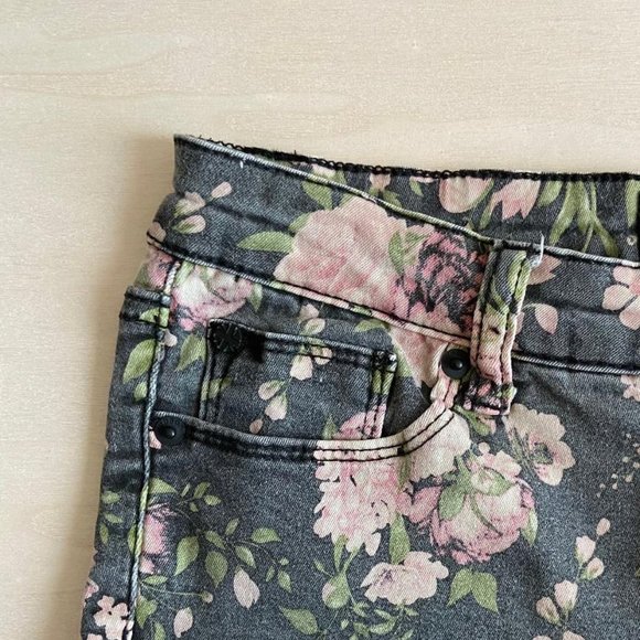 🌸2x HP!🌸 Hudson Jeans Girls Dixie Floral Print Skinny Raw Hem Jeans - Picture 12 of 15